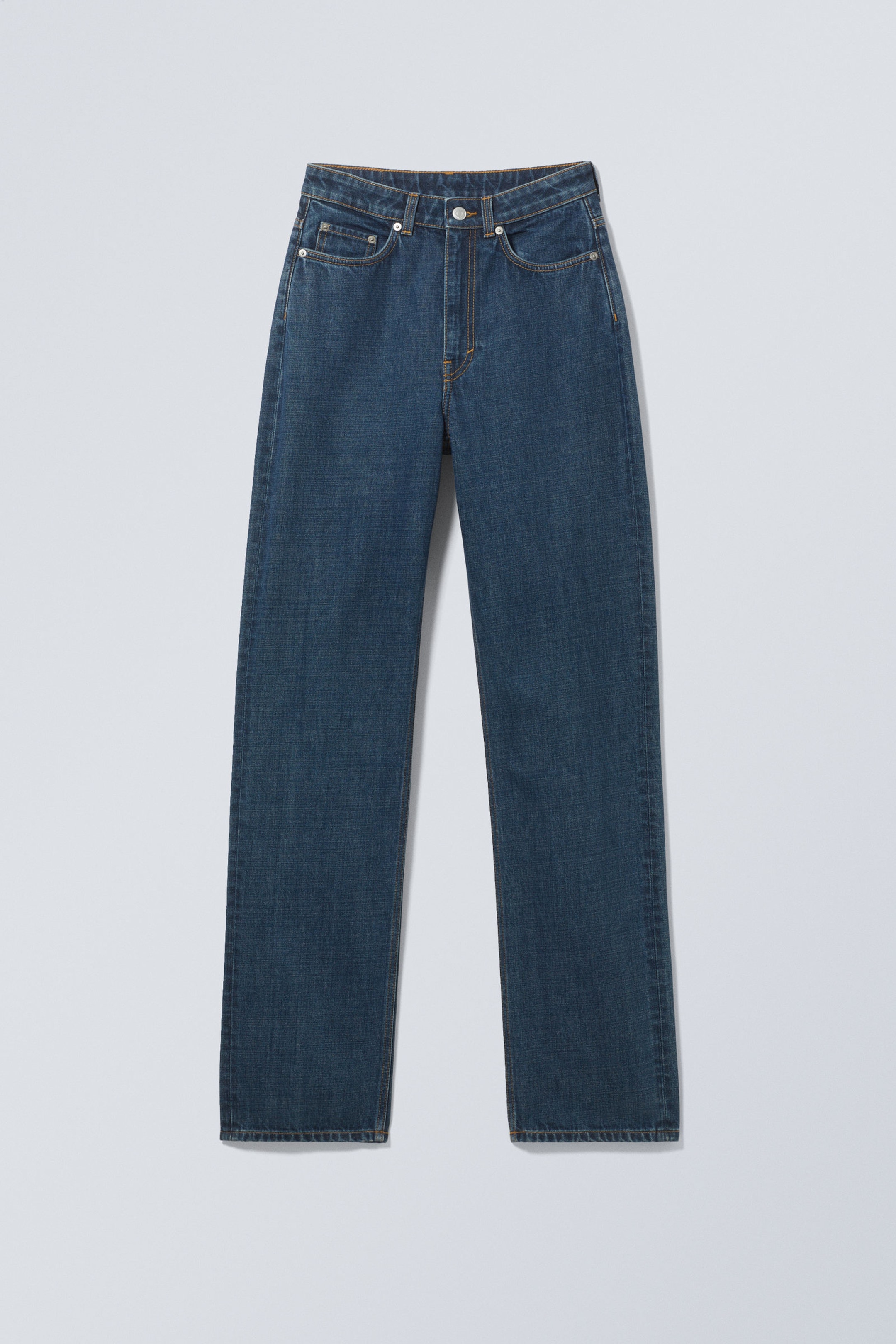 Sapphire Blue - Dark Blue - Rowe Super High Waisted Regular Straight Leg Jeans - 1