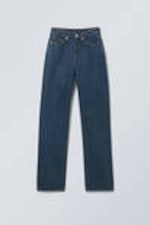 Sapphire Blue - Dark Blue - Rowe Super High Waisted Regular Straight Leg Jeans - 0