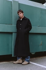 Black - Herringbone - Oversized Wool-Blend Car Coat - 3
