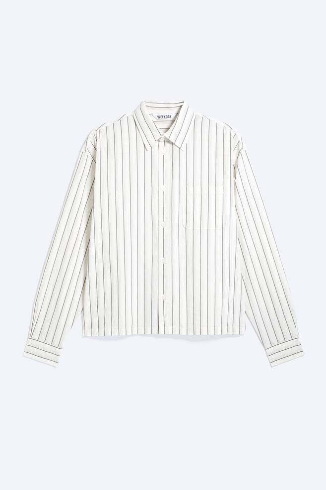 Relaxed Boxy Poplin Shirt - Striped White/Checked Blue/Checked Light Mole - 1