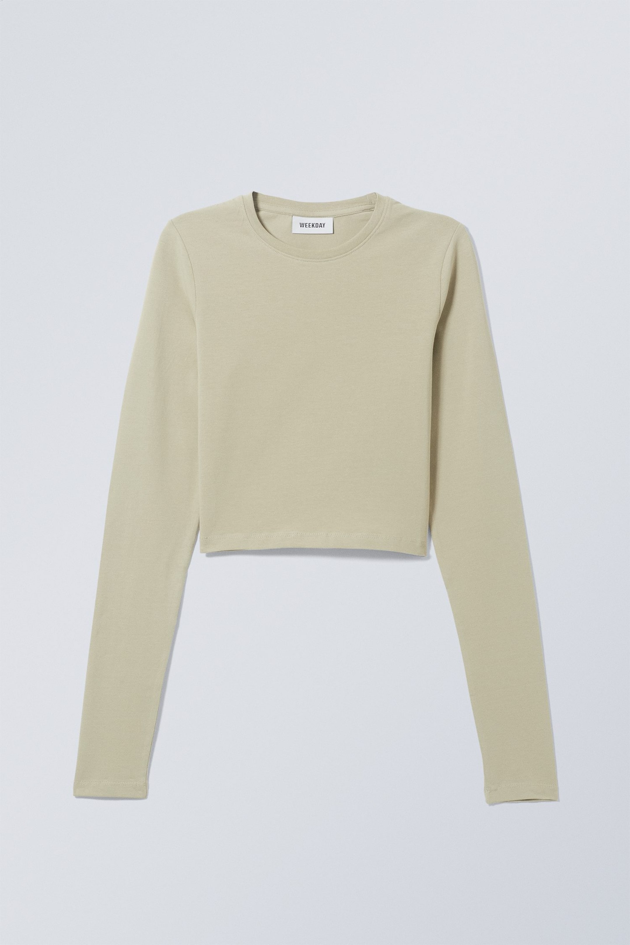 Dusty Khaki - Langärmliges Mini-Crop-Top - 0