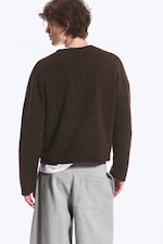 Dark Brown Melange - Boxy Knitted Jumper - 4