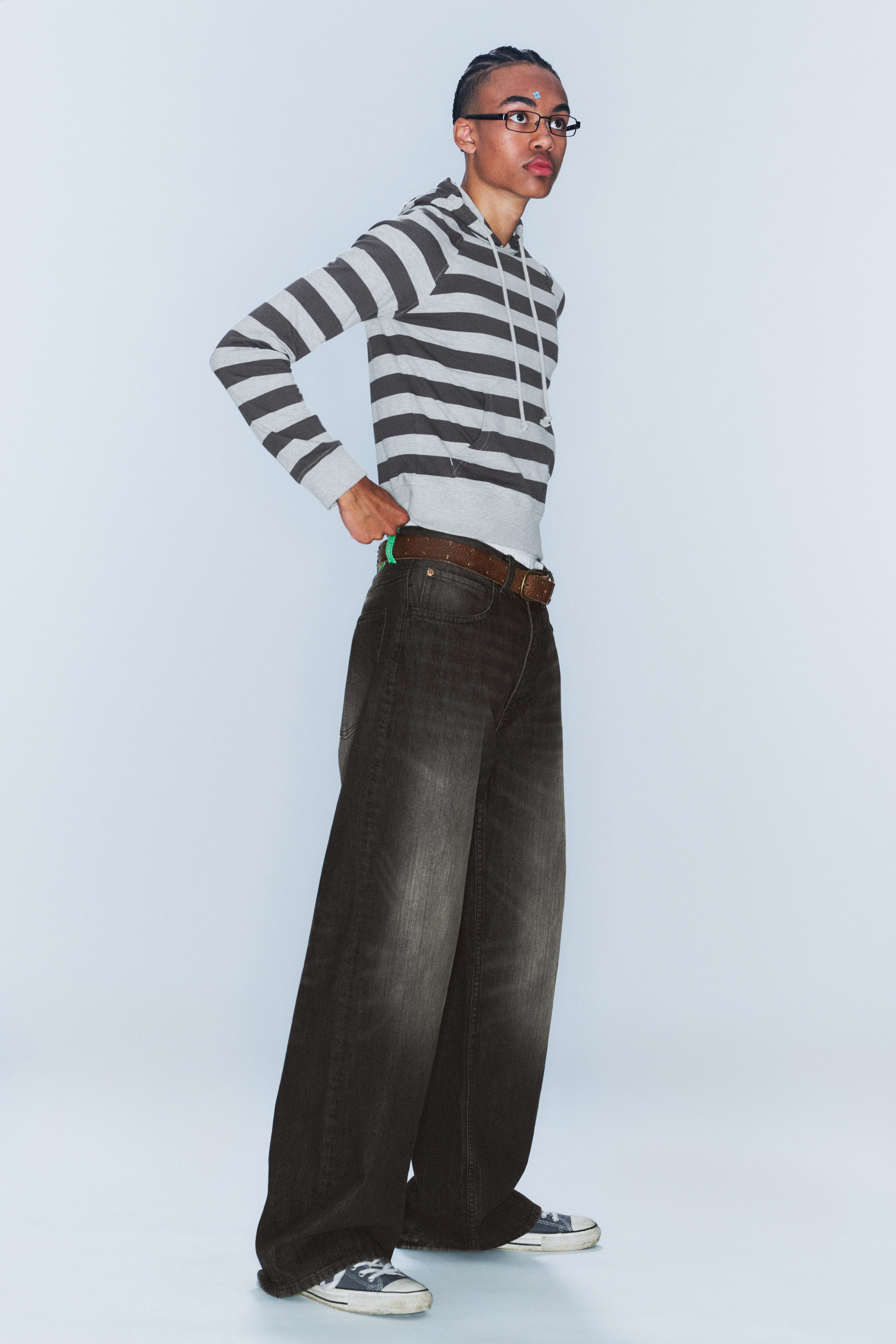 Mustard Black - Black - Looser Regular Waist Loose Straight Jeans - 2