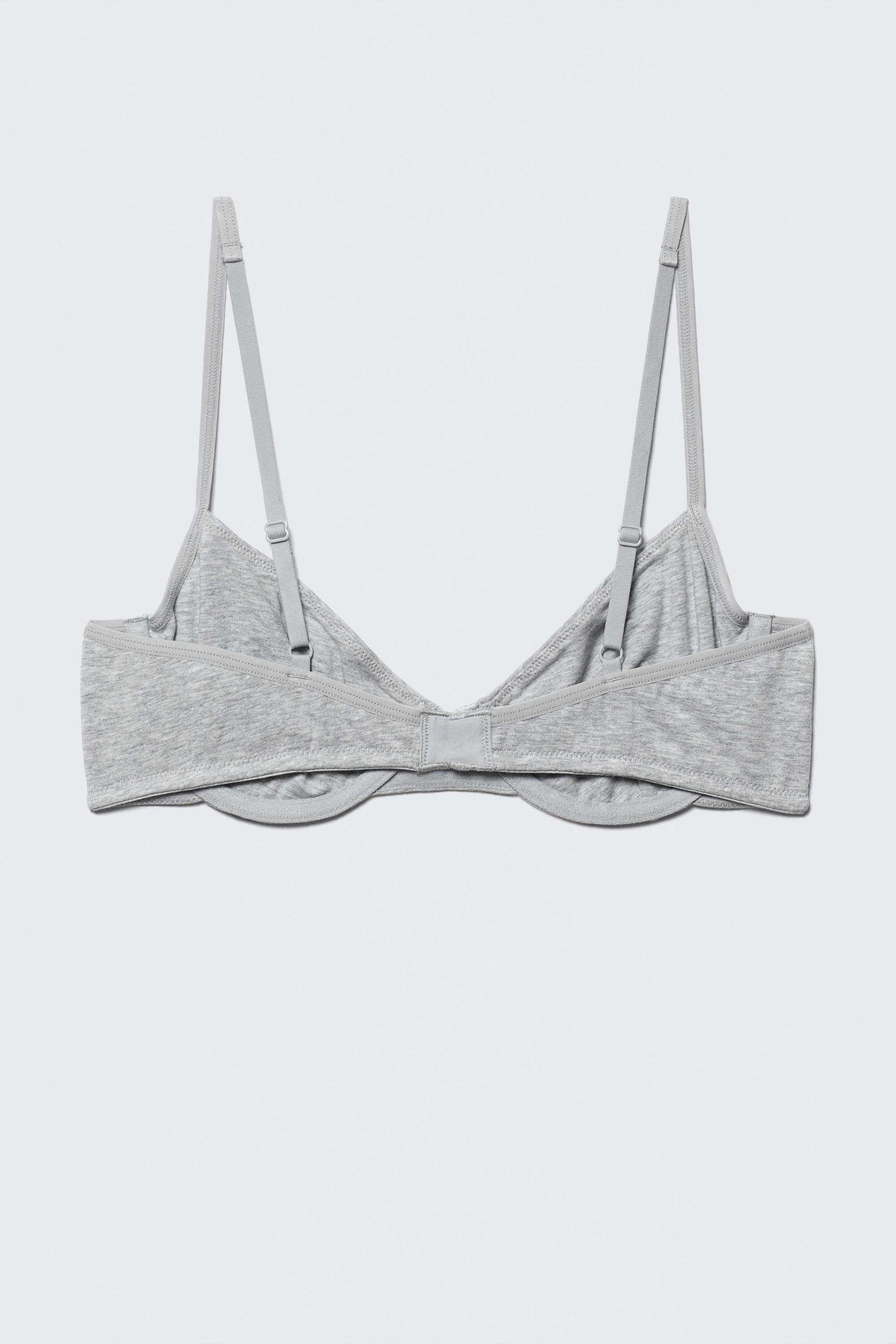 Grey Melange - V-neck Cotton Wire Bra - 5