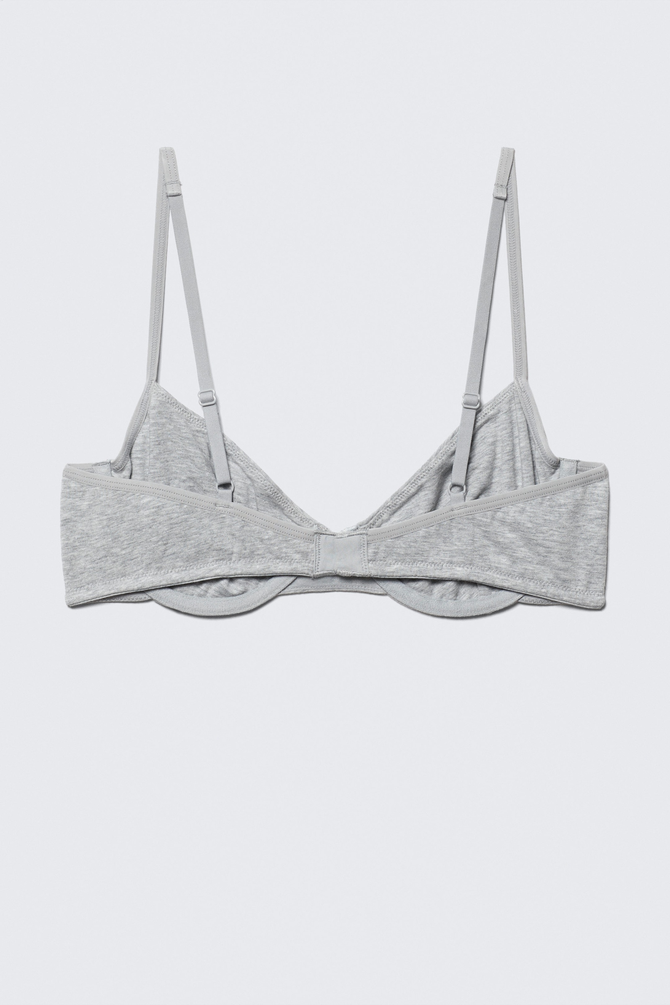 Grau meliert - Bügel-BH aus Baumwolle mit V-Ausschnitt - 2
