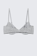 Grey Melange - V-neck Cotton Wire Bra - 1