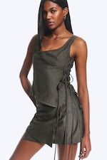 Taupe foncé - Haut à bretelle portefeuille asymétrique - 2