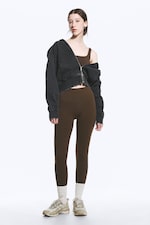 Mörkbrun - Högmidjade sporttights - 1