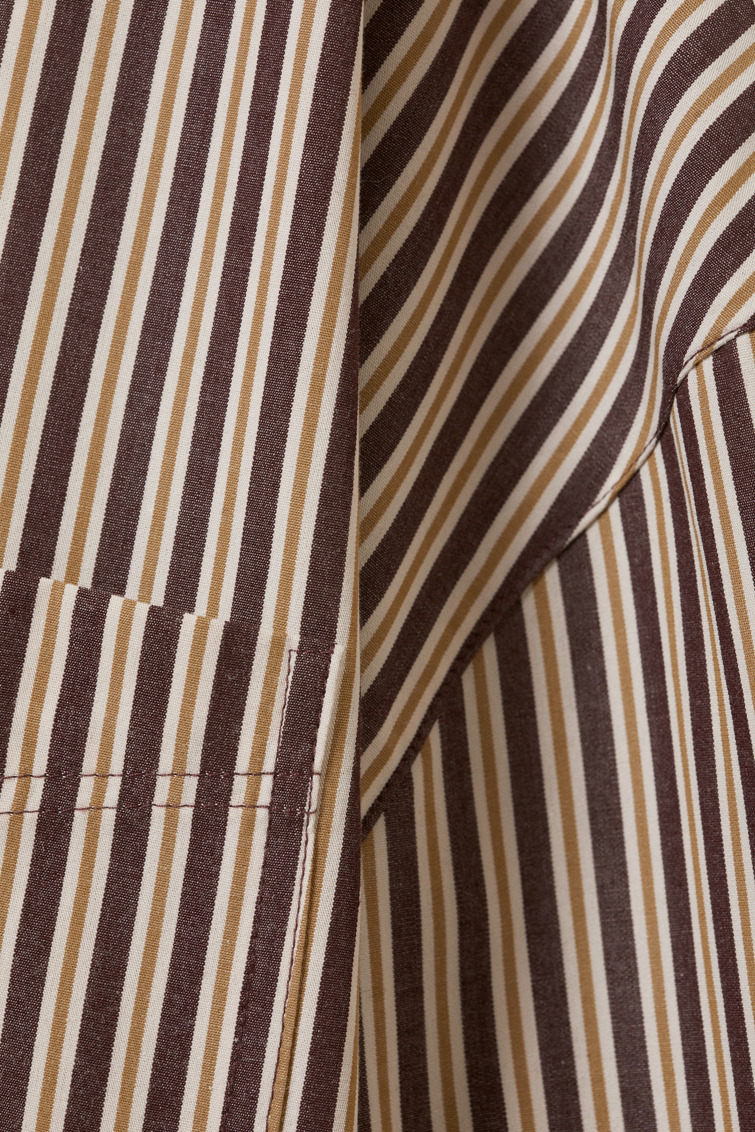 Oversized Long-Sleeved Cotton Shirt - Burgundy & Yellow Stripes/Checked Dark Grey/Dusty Pink - 4