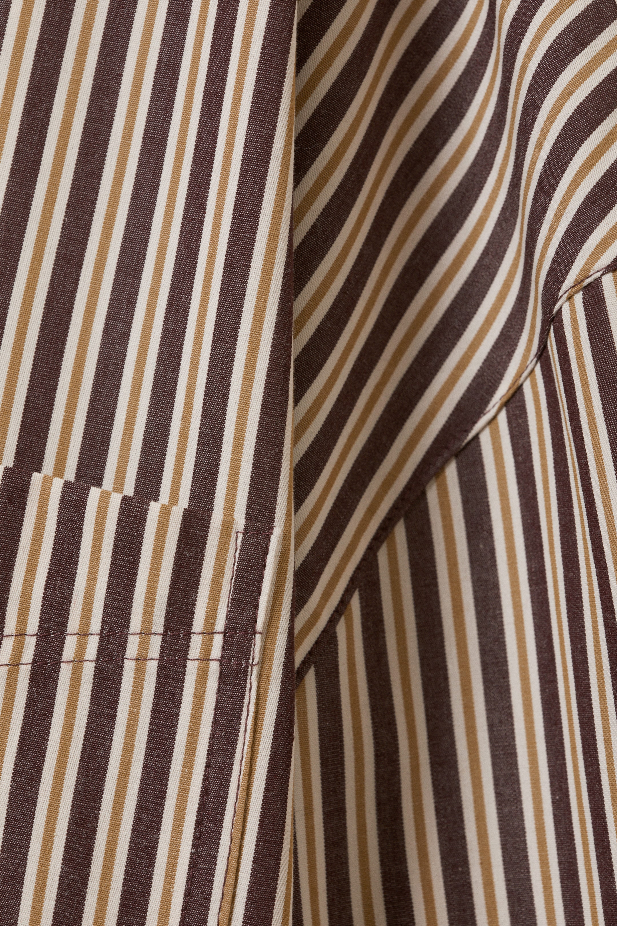 Bordeauxrood en geel gestreept - Oversized katoenen overhemd met lange mouwen - 2