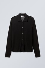 Schwarz - Mike Strickjacke mit normaler Passform - 0