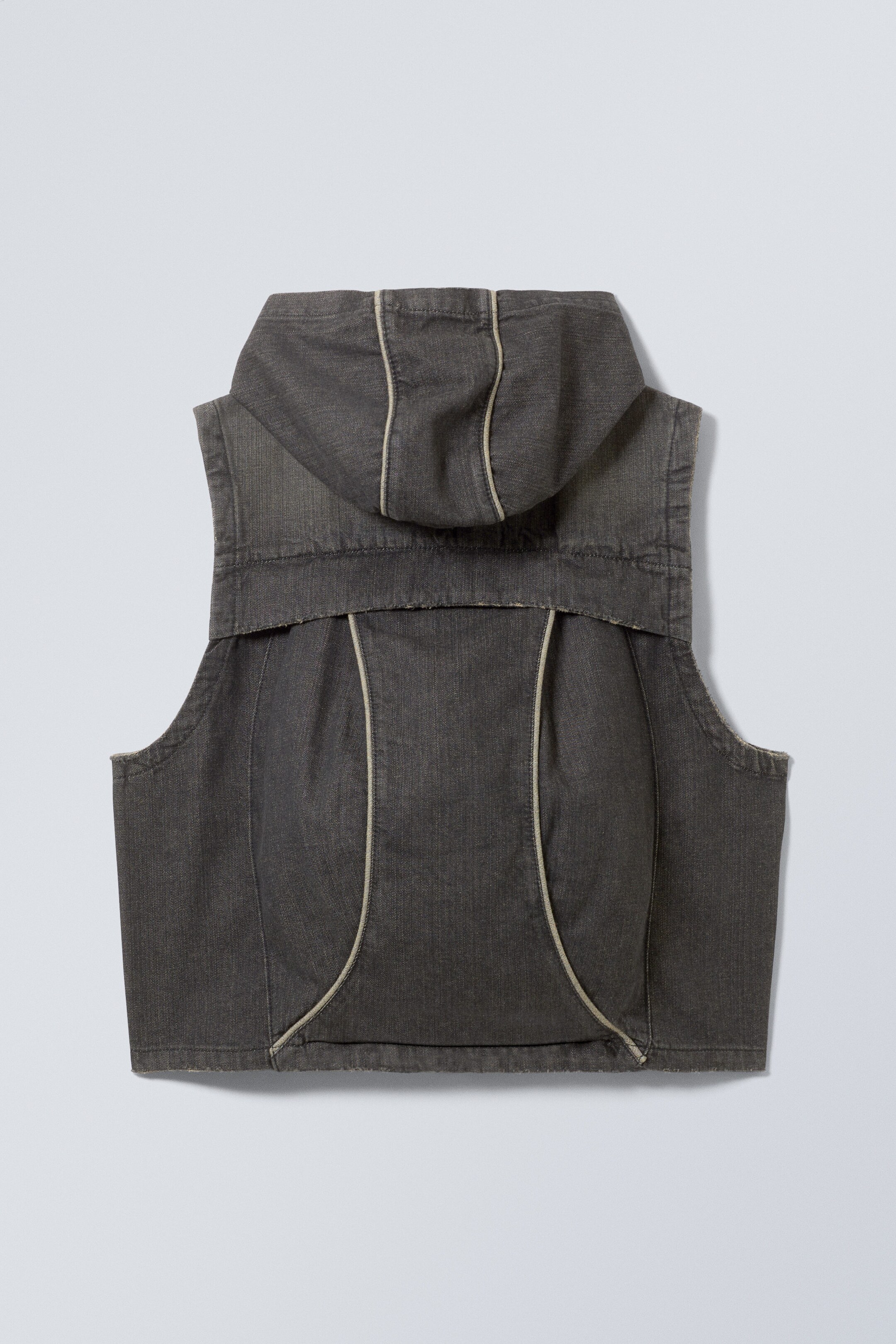 Schmutzige Asche - Denim-Kapuzenweste mit Taschen - 1