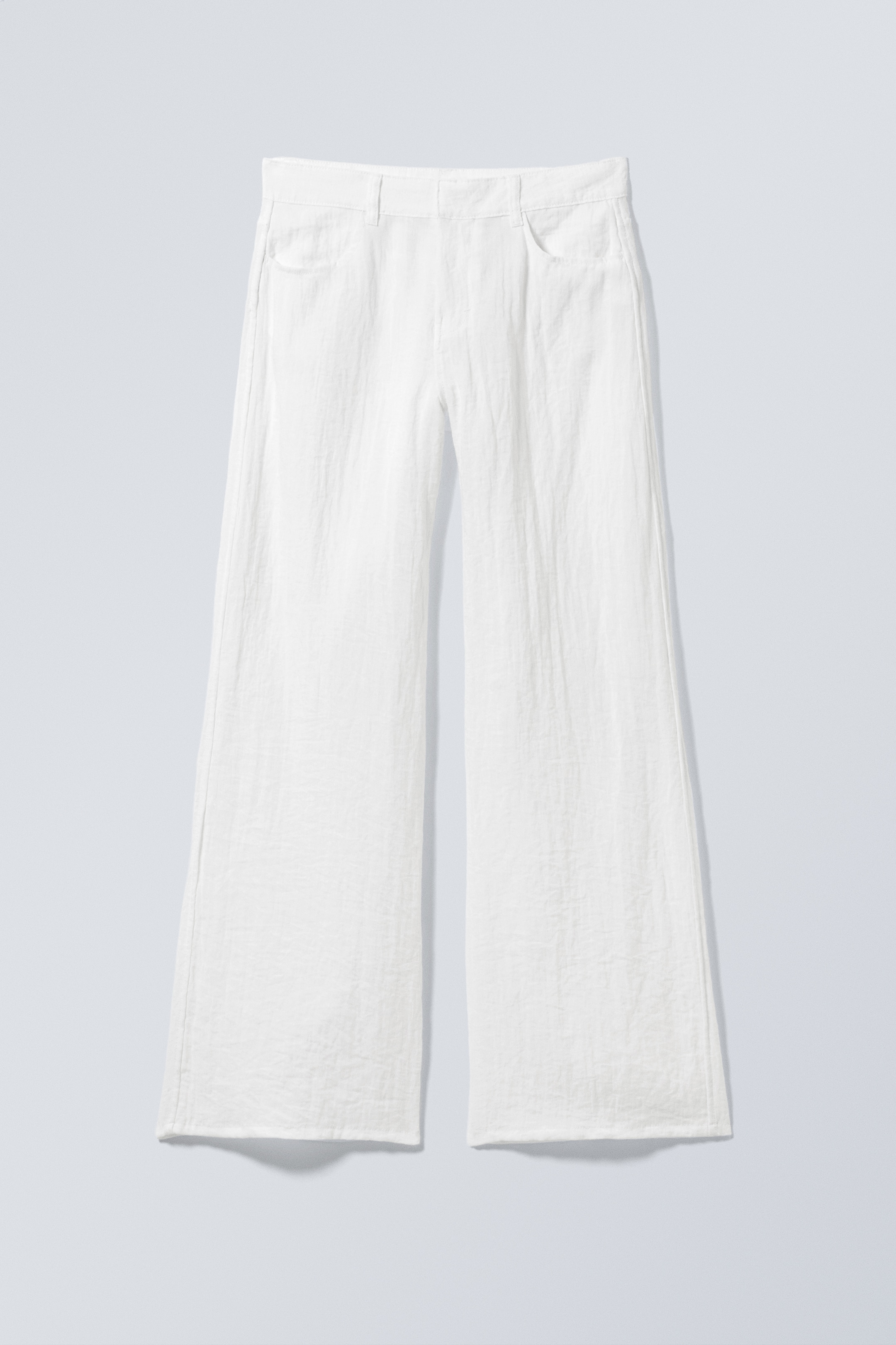 Zobrazit větší obrázek: Crinkle Low Waist Loose Fit Trousers - White - ŽENY | H&M CZ 1