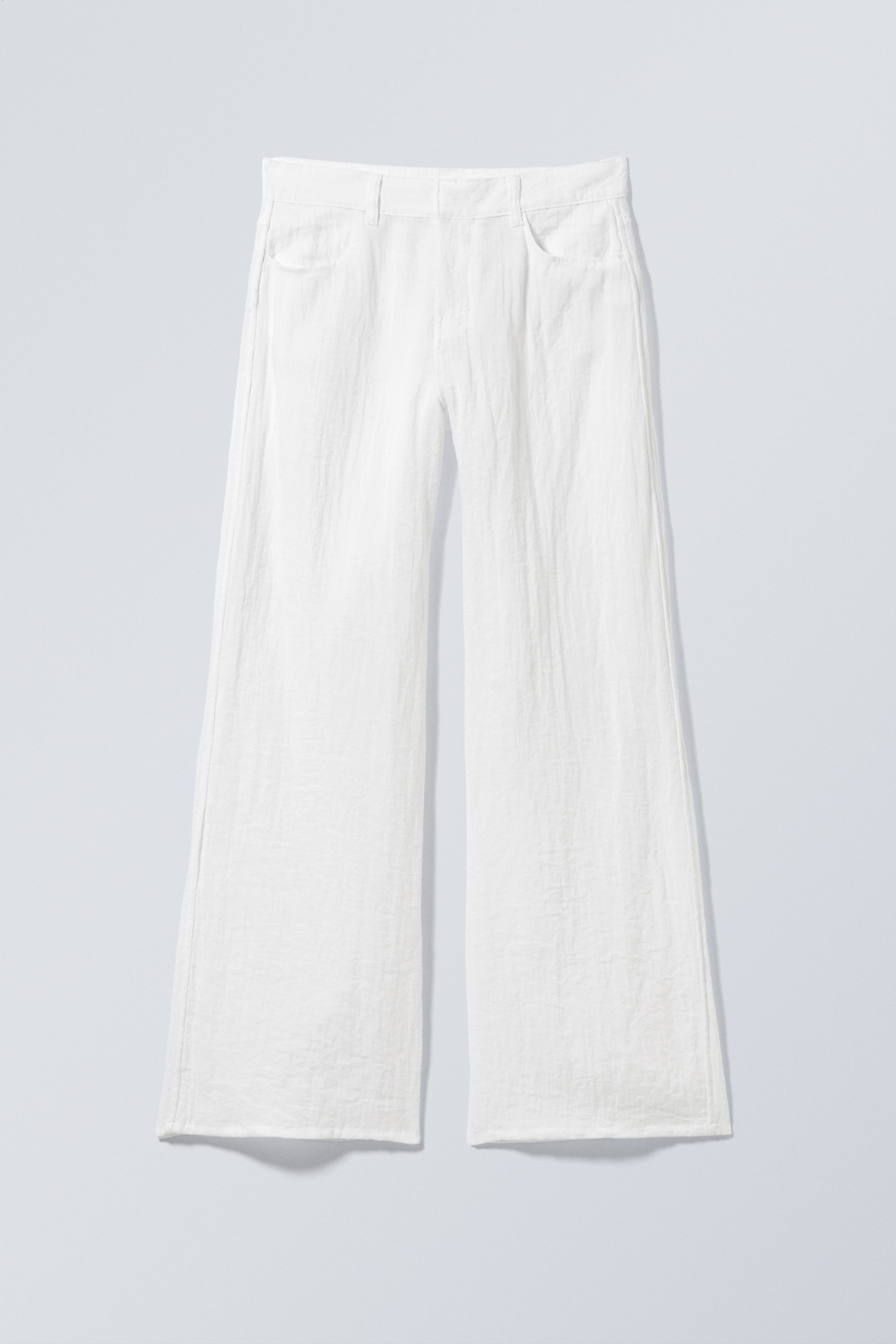 Weiß - Lockere Hose mit niedrigem Bund und Crinkle-Optik - 1