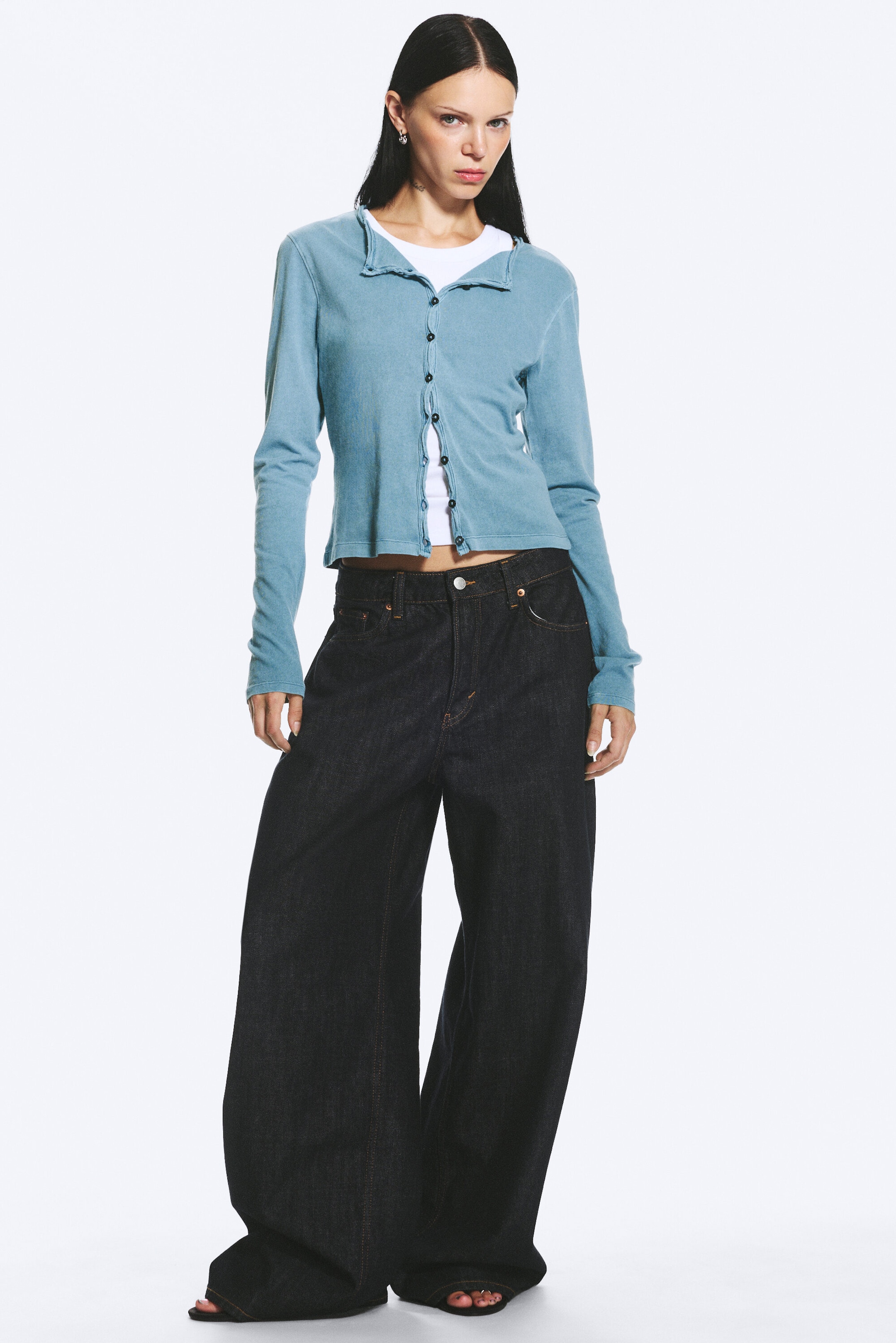 Blue Rinse - Dark Blue - Andromeda low rise loose baggy jeans - 0
