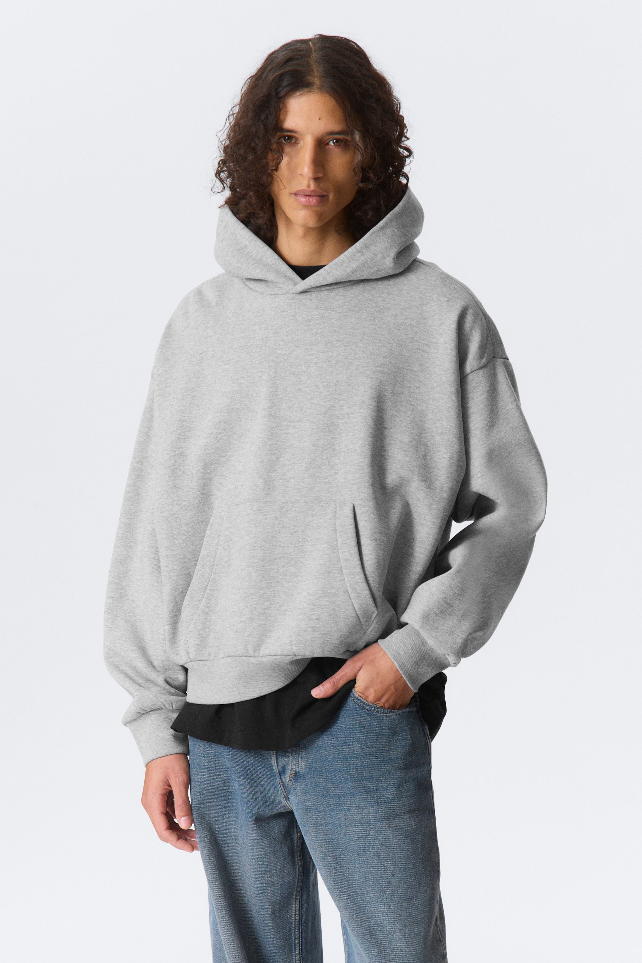Grau meliert - Hoodie mit weiter Passform - 1