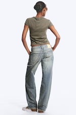 Hazy Blue - Mittelblau - Messy Low Rise Regular Straight Jeans - 3