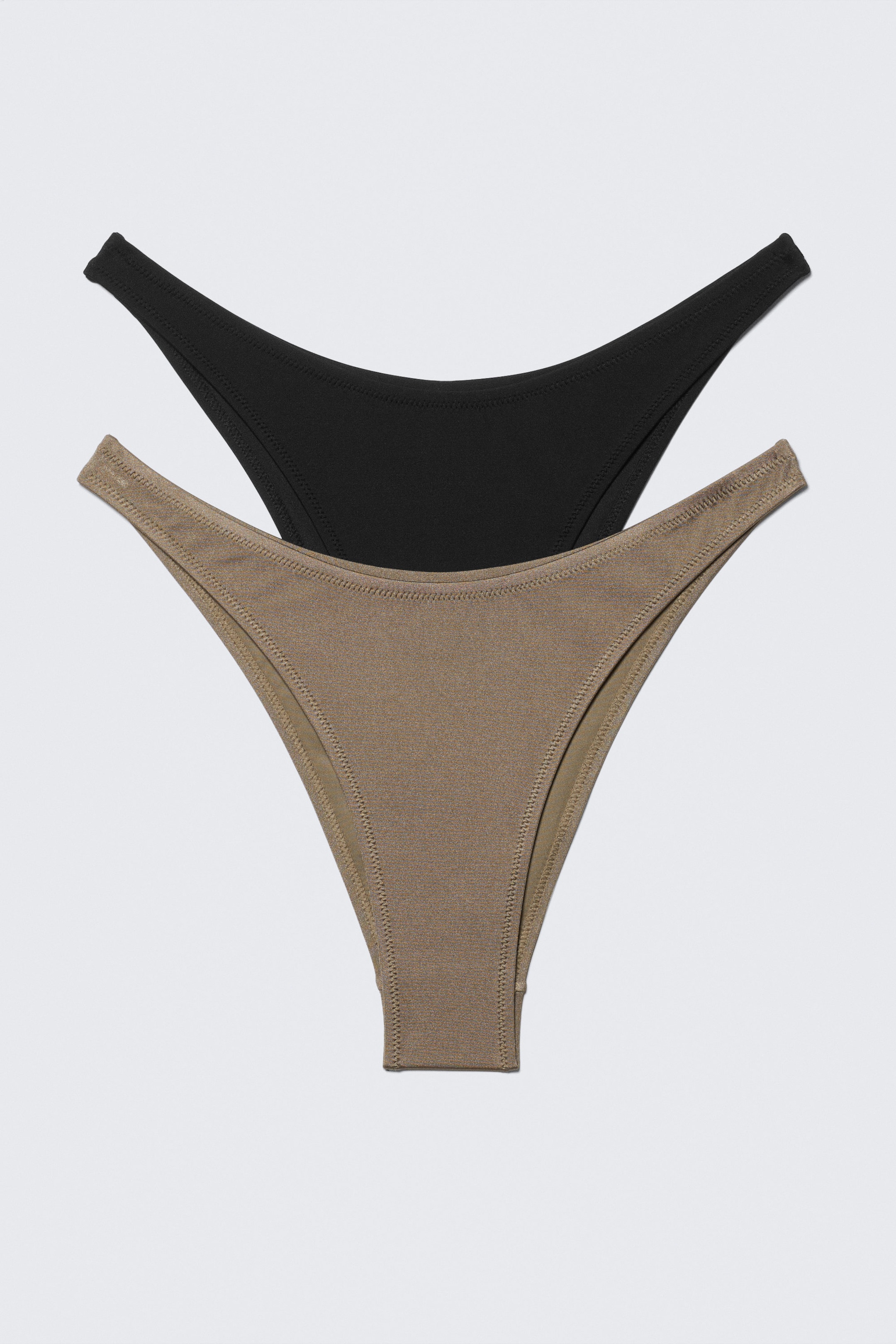 Schwarz & Graubraun - 2er-Pack Brazilian-Bikinihöschen