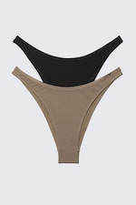 Schwarz & Graubraun - 2er-Pack Brazilian-Bikinihöschen - 0