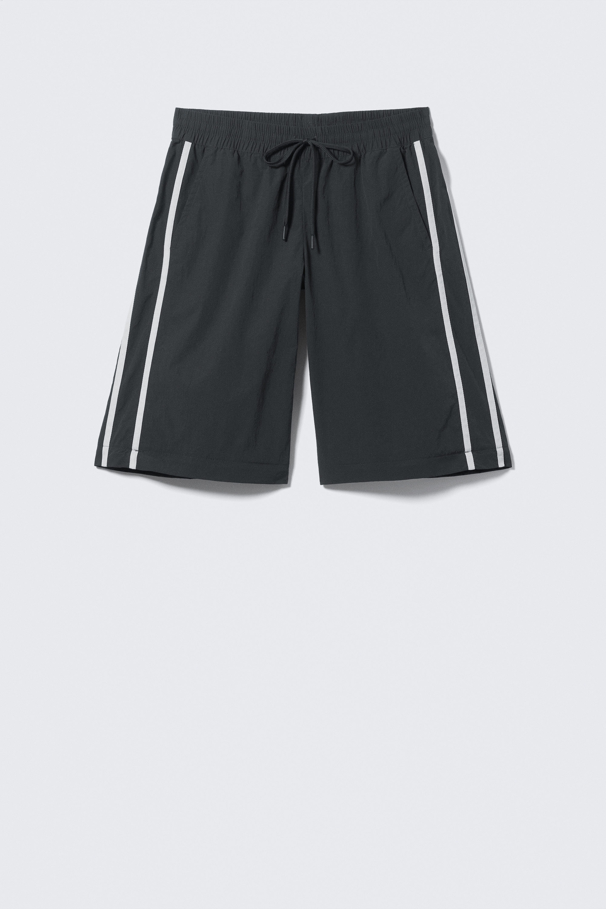 zip-off nylon track trousers - Black - Beige Stripe | Monki WW
