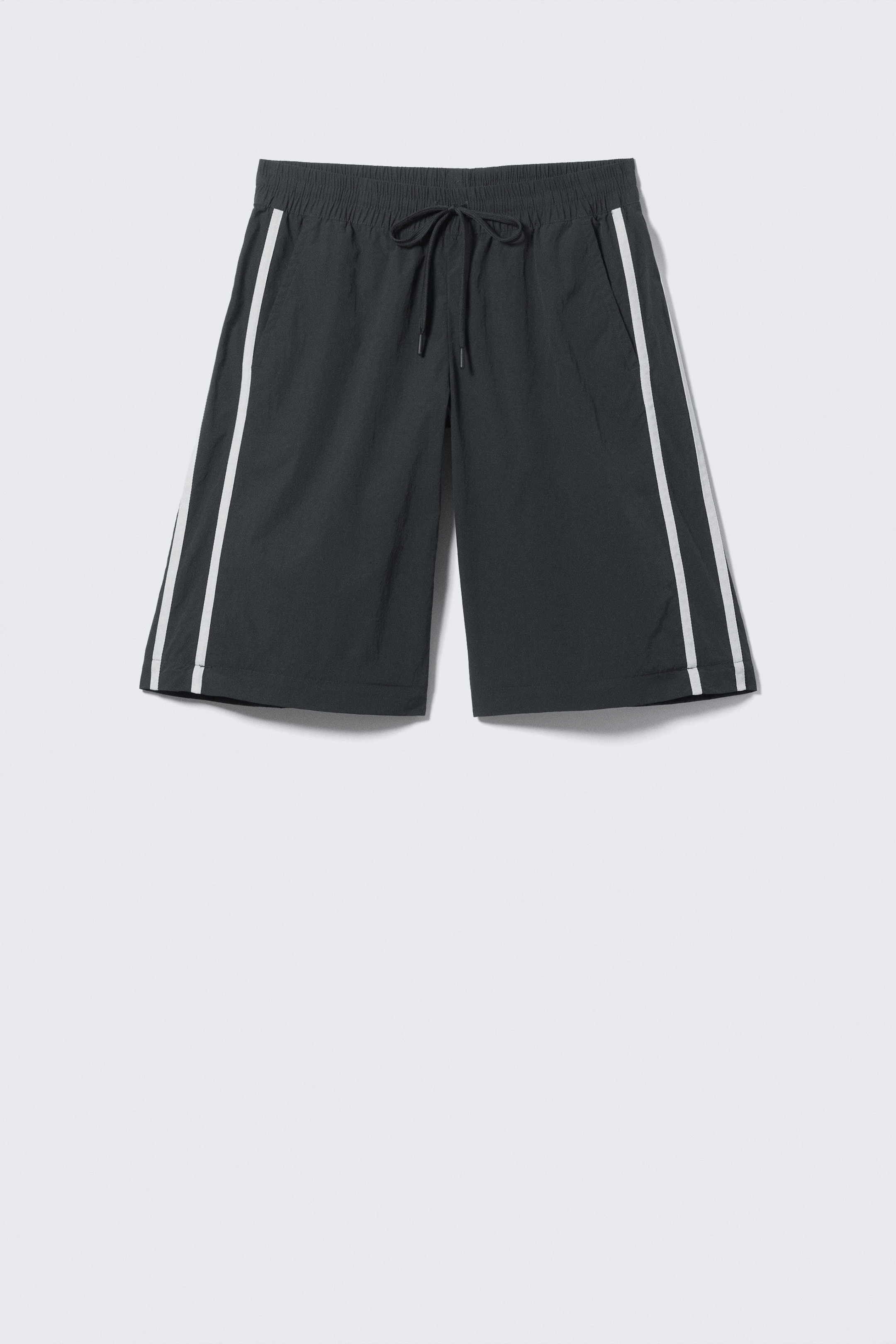 Black - Beige Stripe - Zip-off Nylon Track Trousers - 6