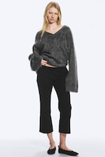 Zwart - Cropped kostuumpantalon met lage taille - 0
