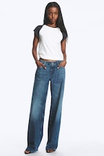 Sailor Blue – middels blå - Ample jeans med lavt liv, vide ben og løs passform - 0