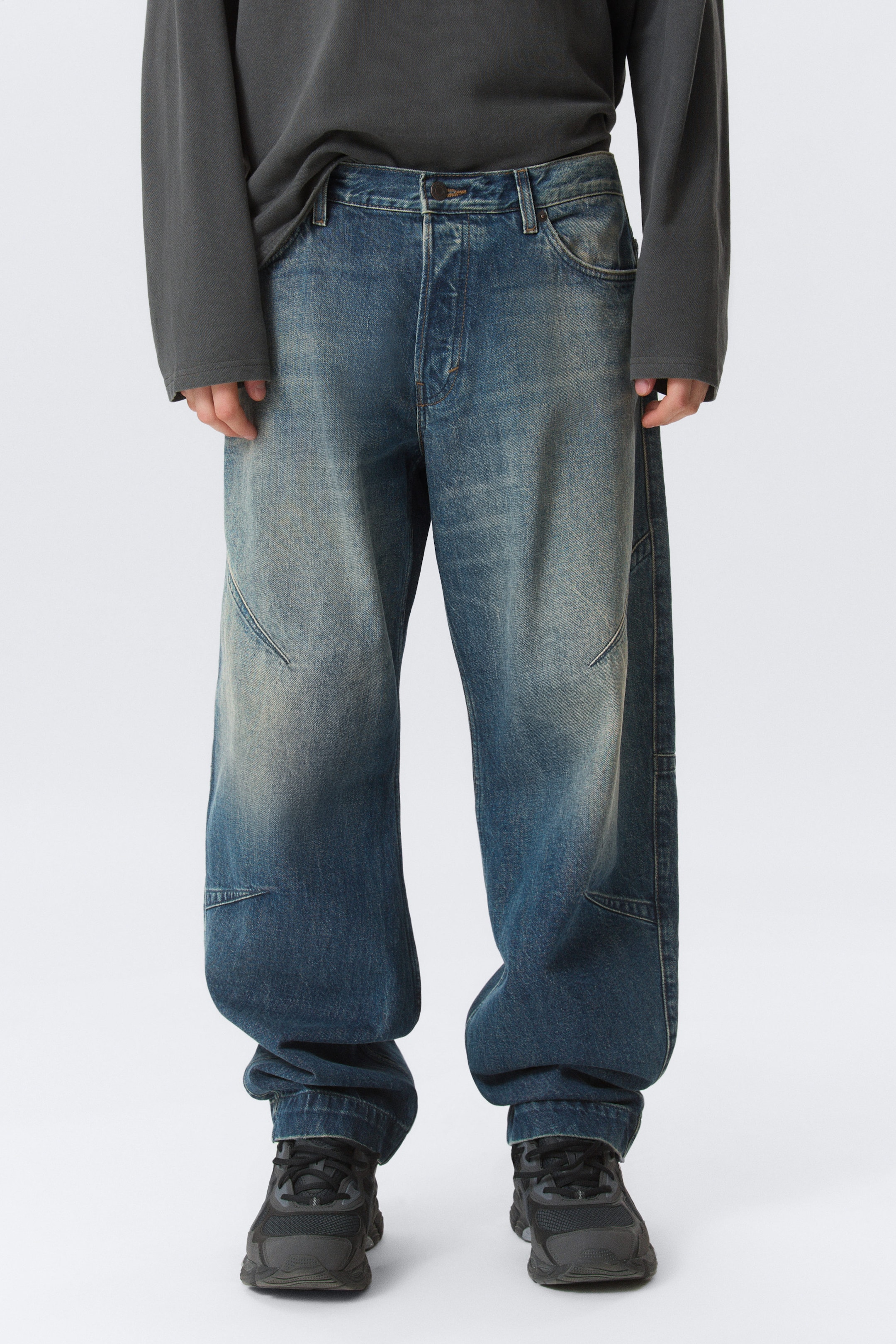 Baltic Blue - Dark Blue - Sculpted Low Rise Loose Tapered Leg Jeans - 2