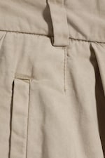 Beige - Low-Rise Pleated Barrel Trousers - 1