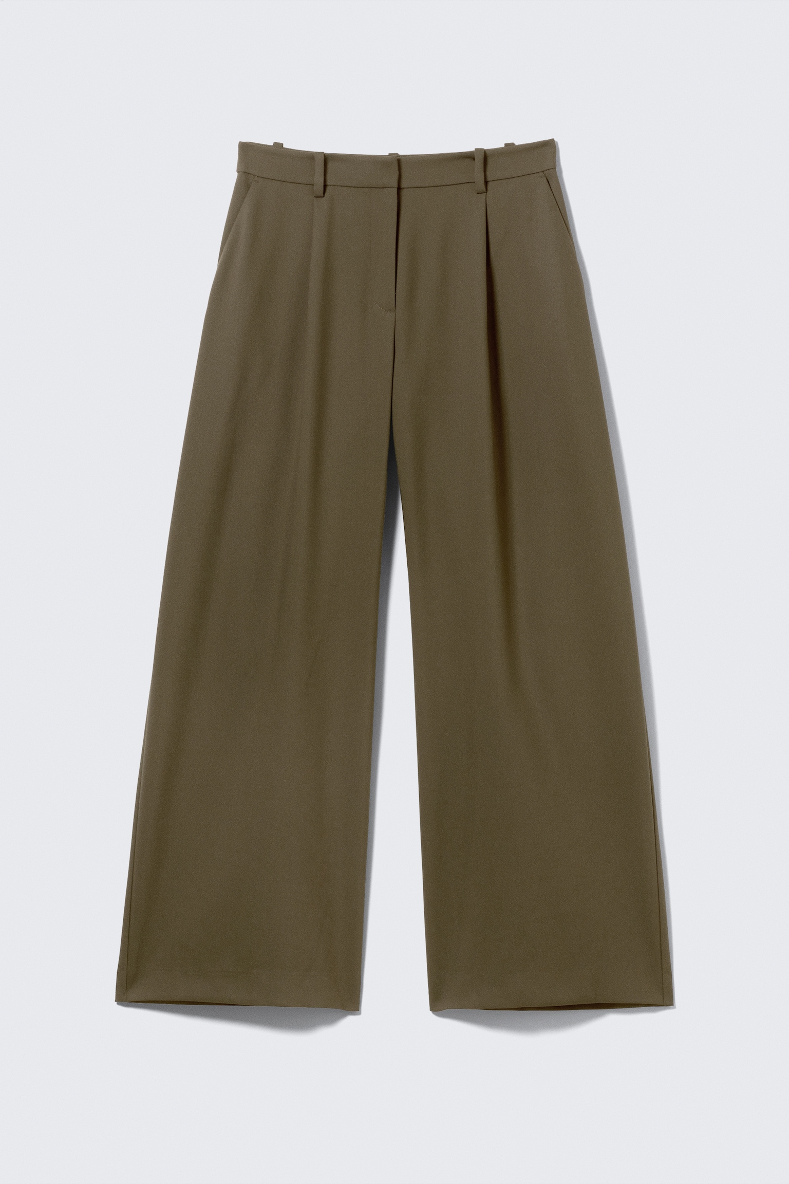 Pantalón sastre ancho de tiro bajo - Verde caqui oscuro/Negro