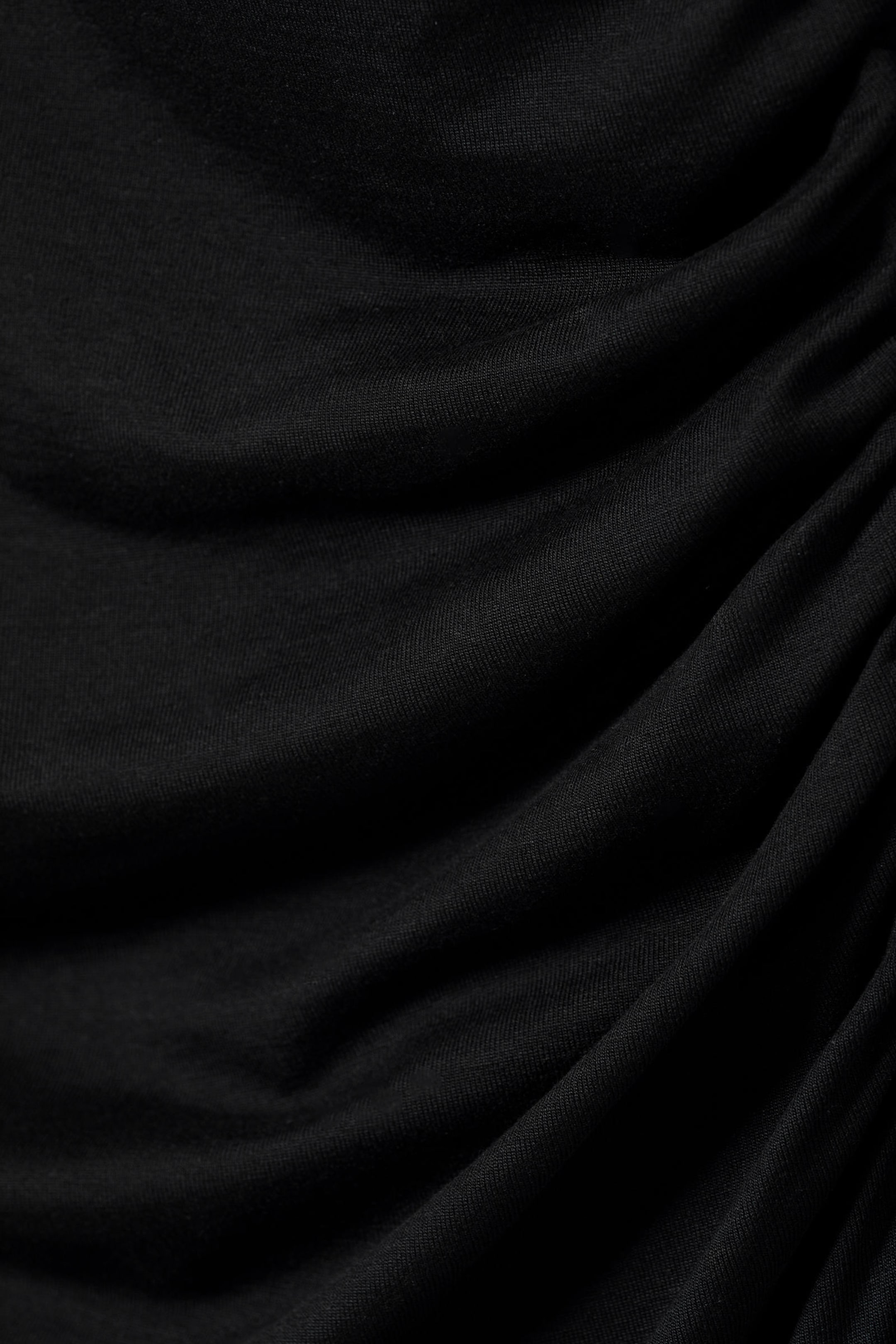 Black - Gathered Mini Long Sleeve Dress - 5