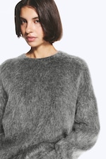 Dark Grey - Oversized Knitted Mohair Blend Sweater - 1