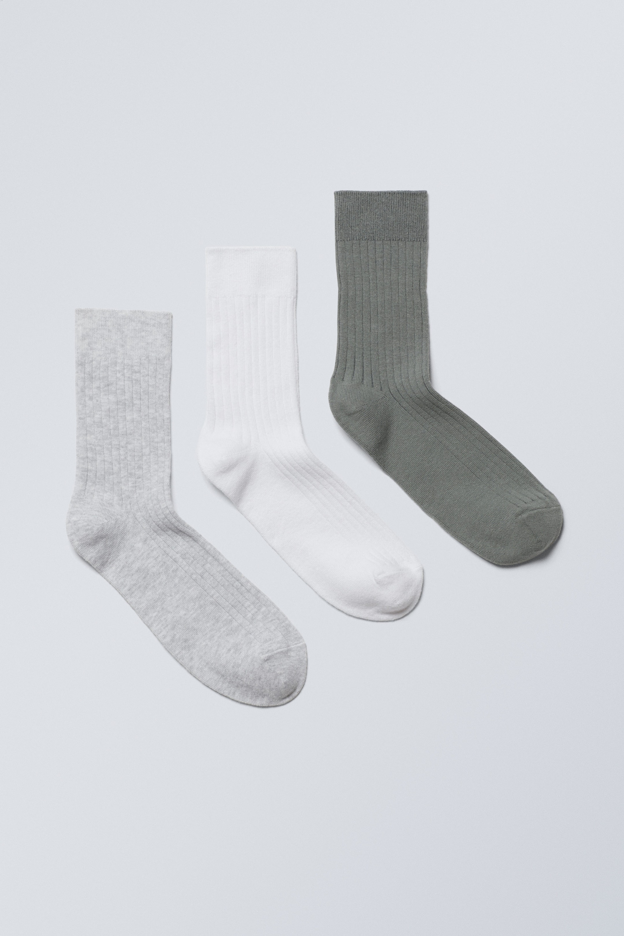 Dusty Accent Mix - 3-pack Ribbed Crew Socks - 0