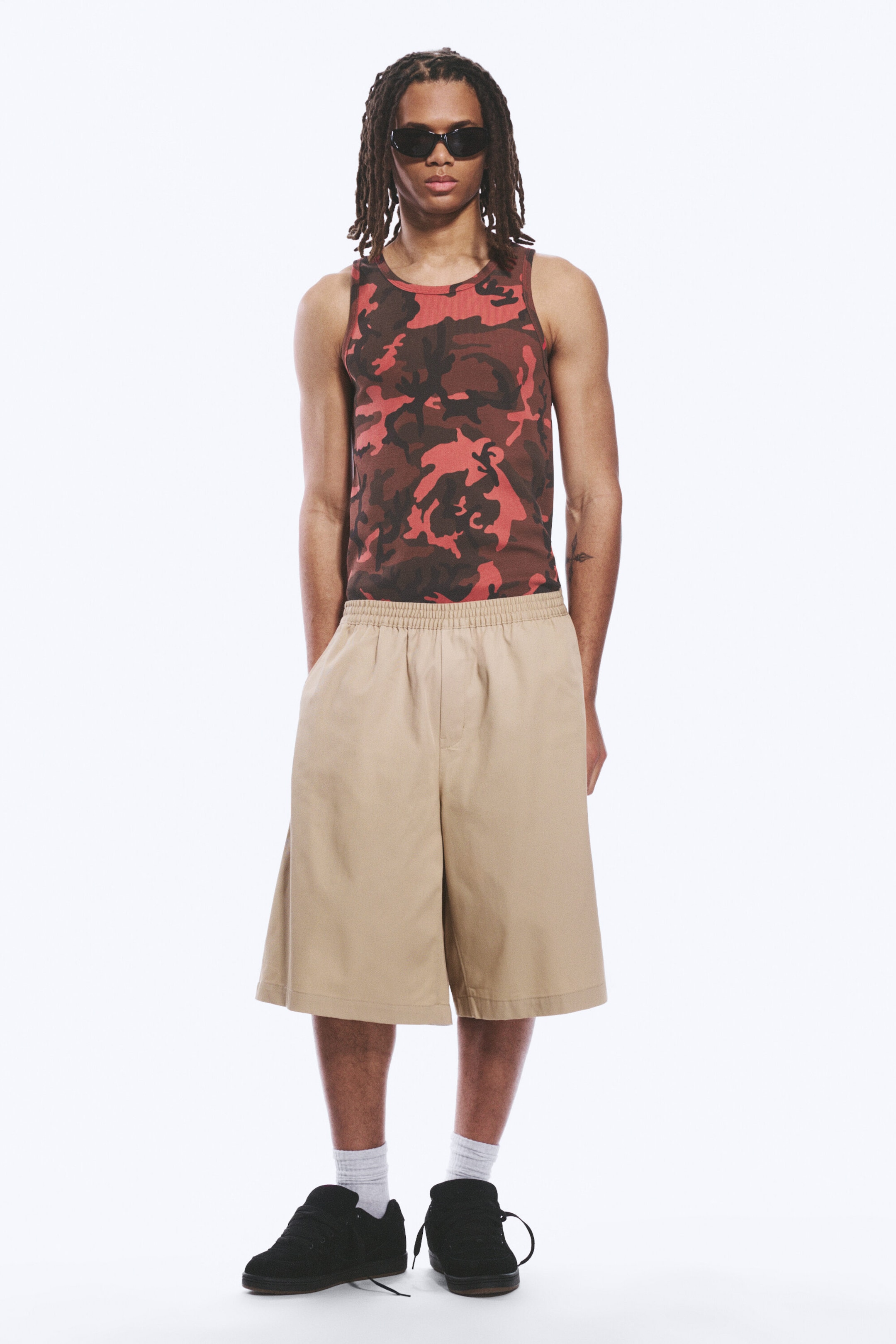 Camouflage Rouge - Débardeur côtelé graphique - 2
