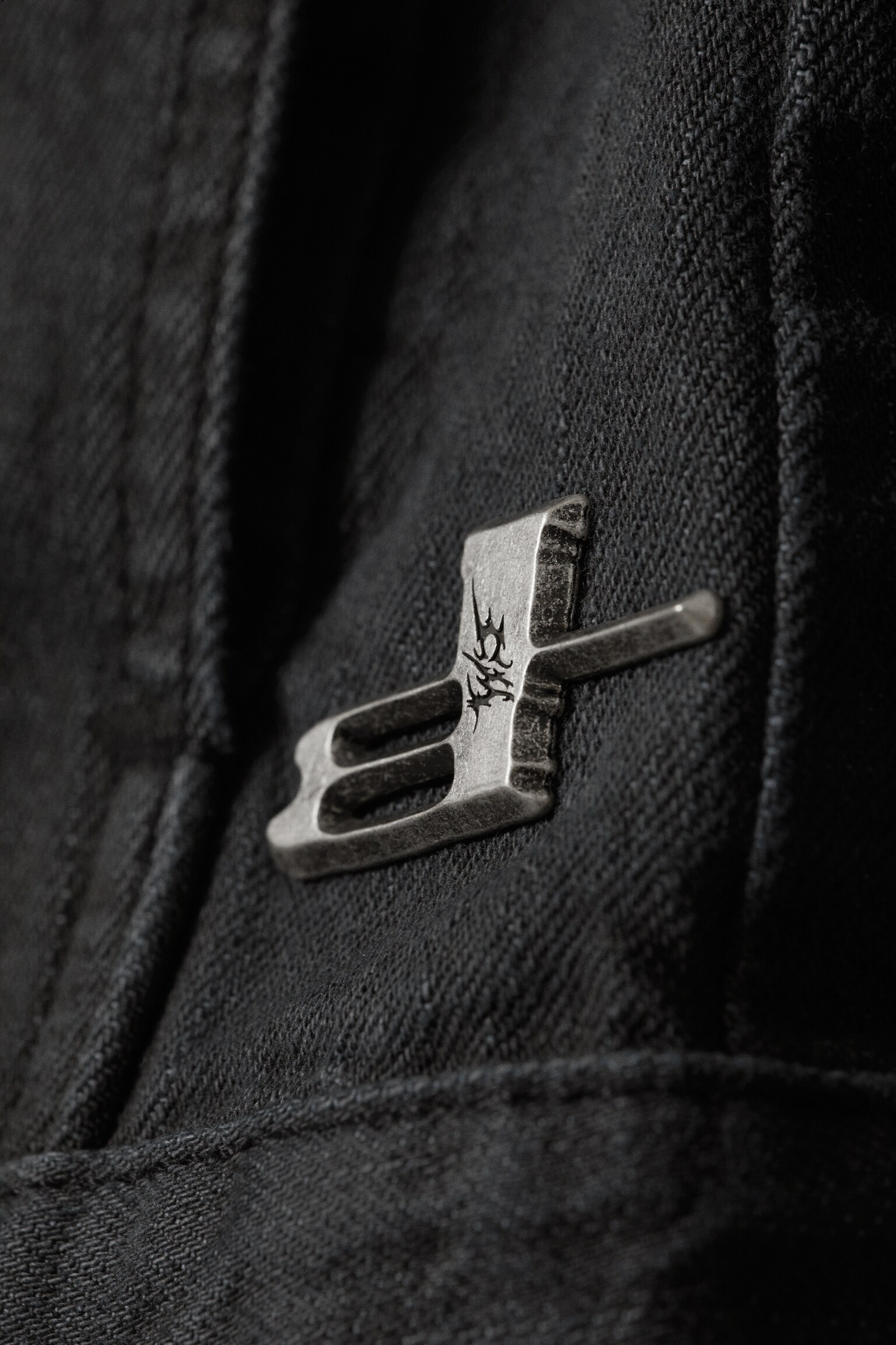 CM x LB Issue Black Coated Unisex Denim Jacket - Coated Black - 3