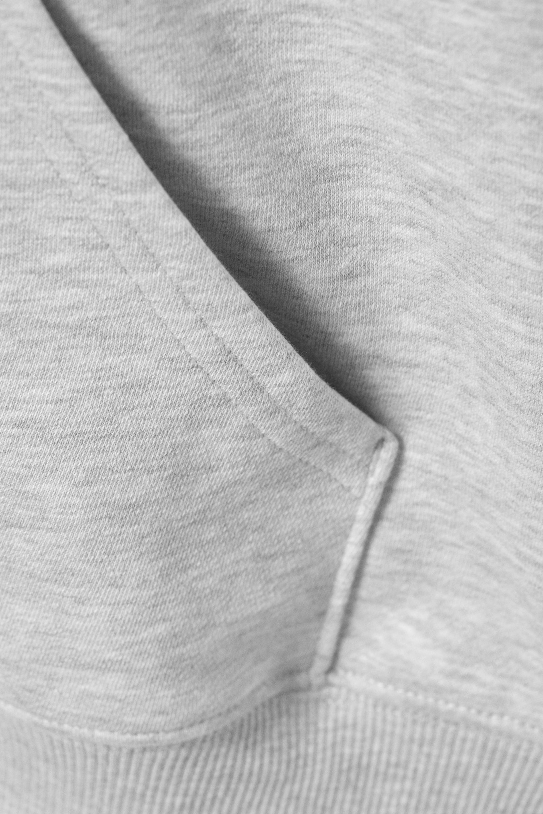 Gråmelerad - Oversized kraftig hoodie med dragkedja - 4