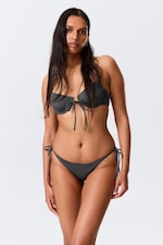 Gris foncé - Bas de bikini avec liens à nouer - 0