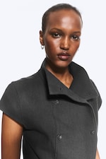 Dark Grey - Double Breasted Cotton Top - 1