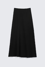 Noir - Jupe longue en maille de coton transparent - 0