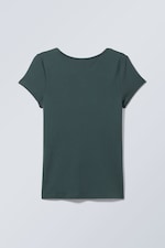 Bleu sarcelle foncé - T-shirt à dos ouvert Gizem - 0