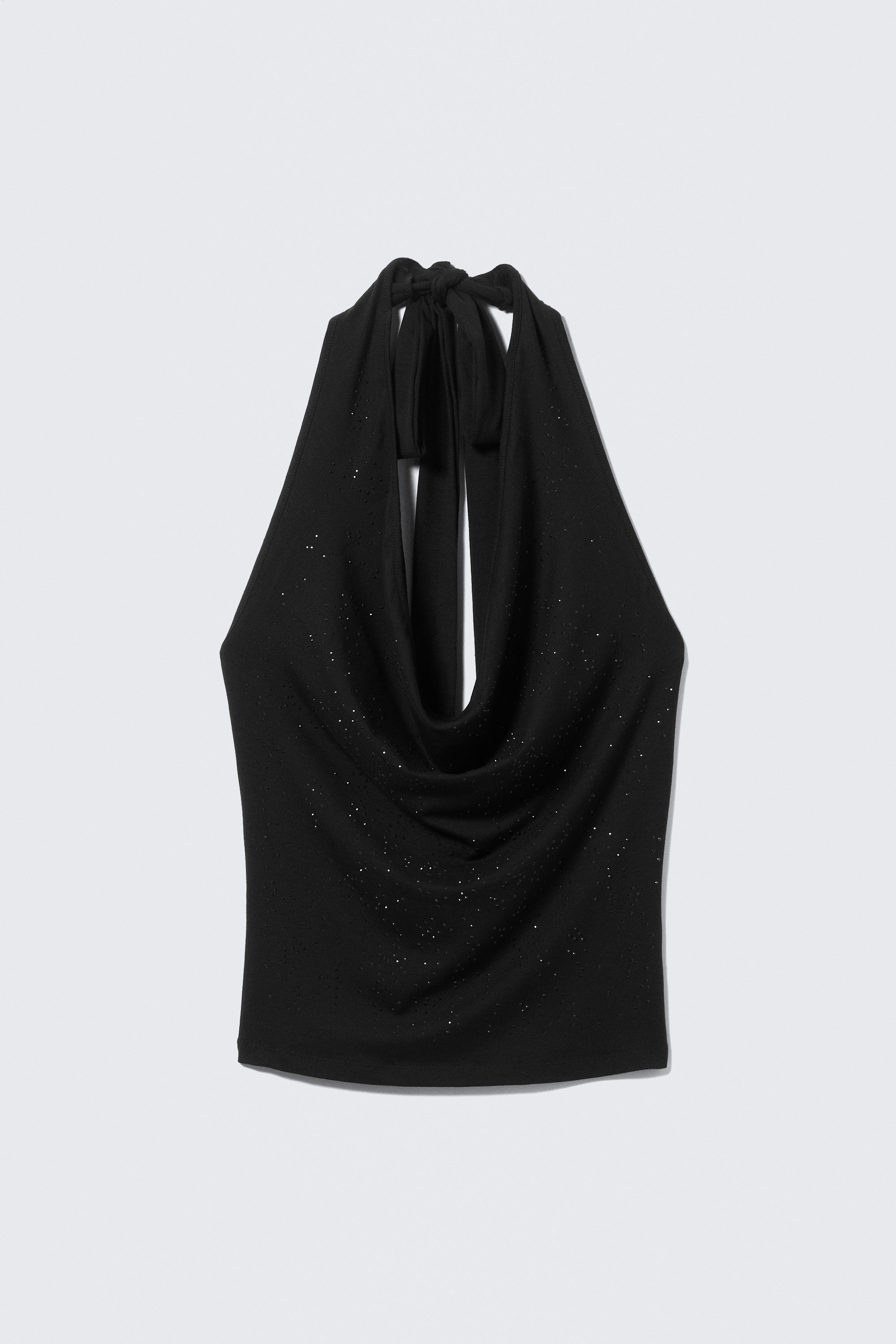 Black - Draped Rhinestone Waterfall Top - 1