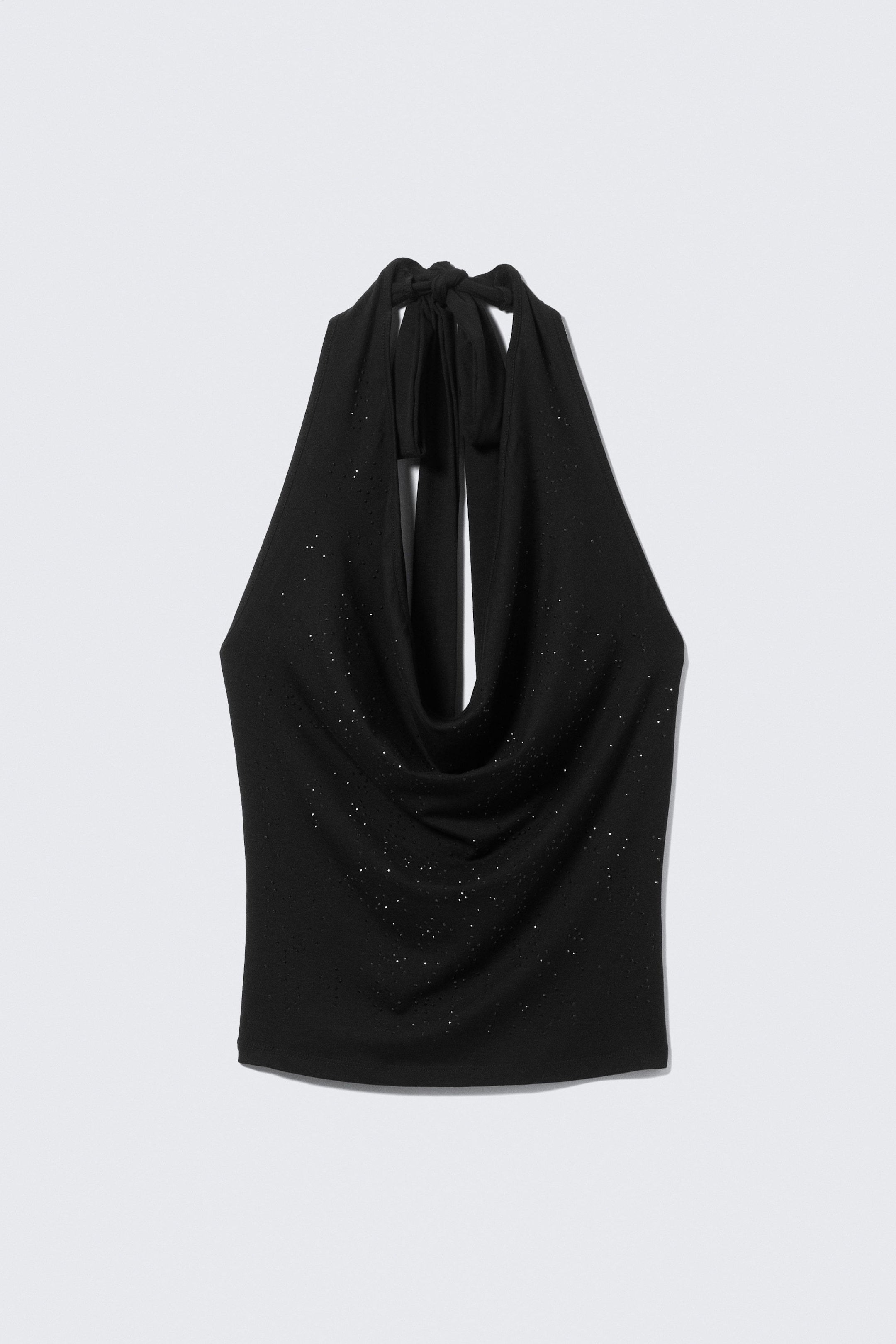 Black - Draped Rhinestone Waterfall Top - 3