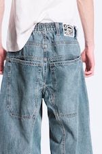 90s Blue – middels blå - Dunno unisex løs Barrel-jeans med lavt liv - 11