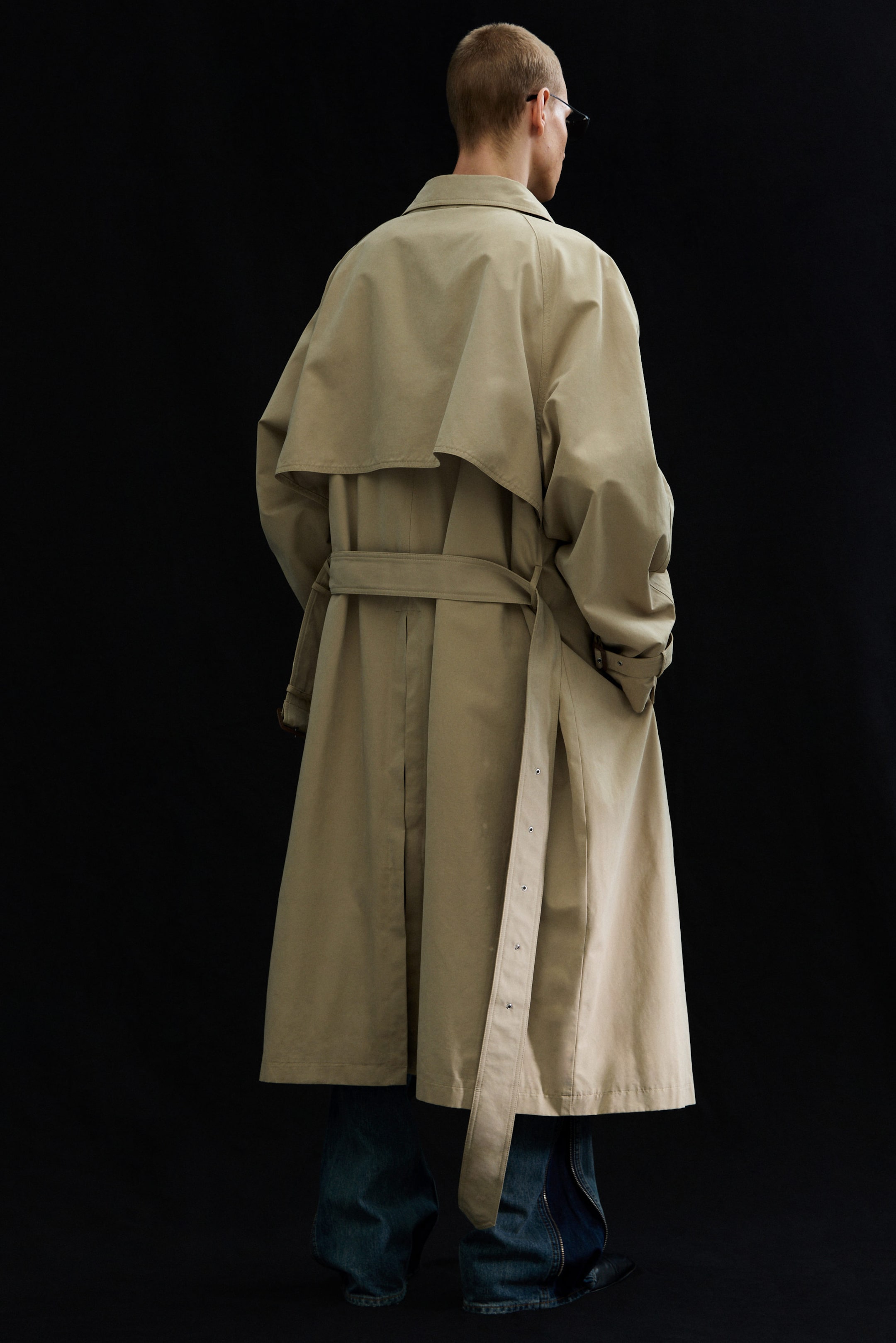 Beige - Loose Double-Breasted Trench Coat - 3