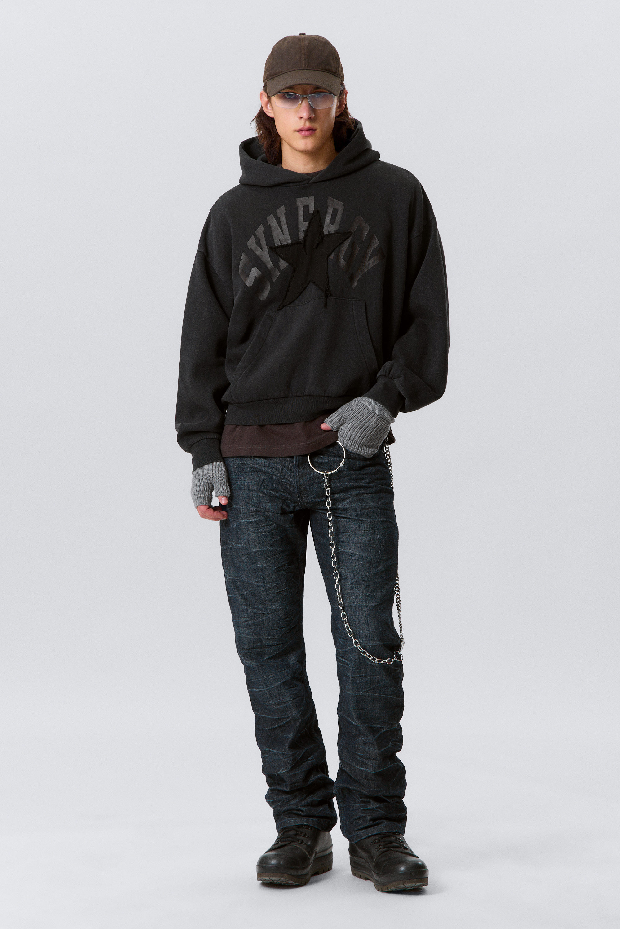 Black - Synergy - Square Loose Fit Graphic Hoodie - 2