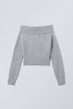 Grey Melange - Lolo Off Shoulder Sweater - 0