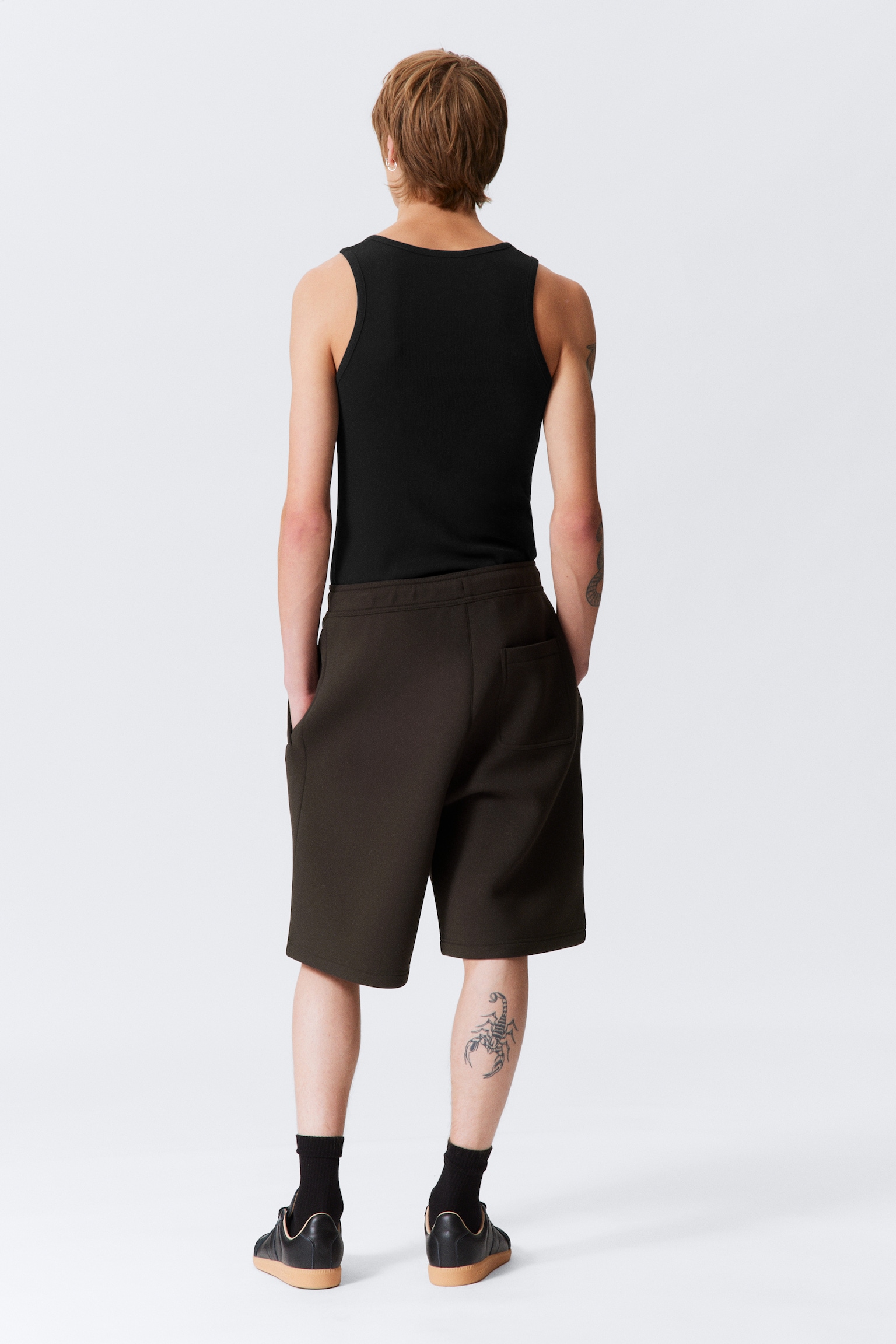 Locker geschnittene Scuba-Shorts - Dunkelbraun/Leuchtendes Blau/Schwarz/Grau meliert - 6