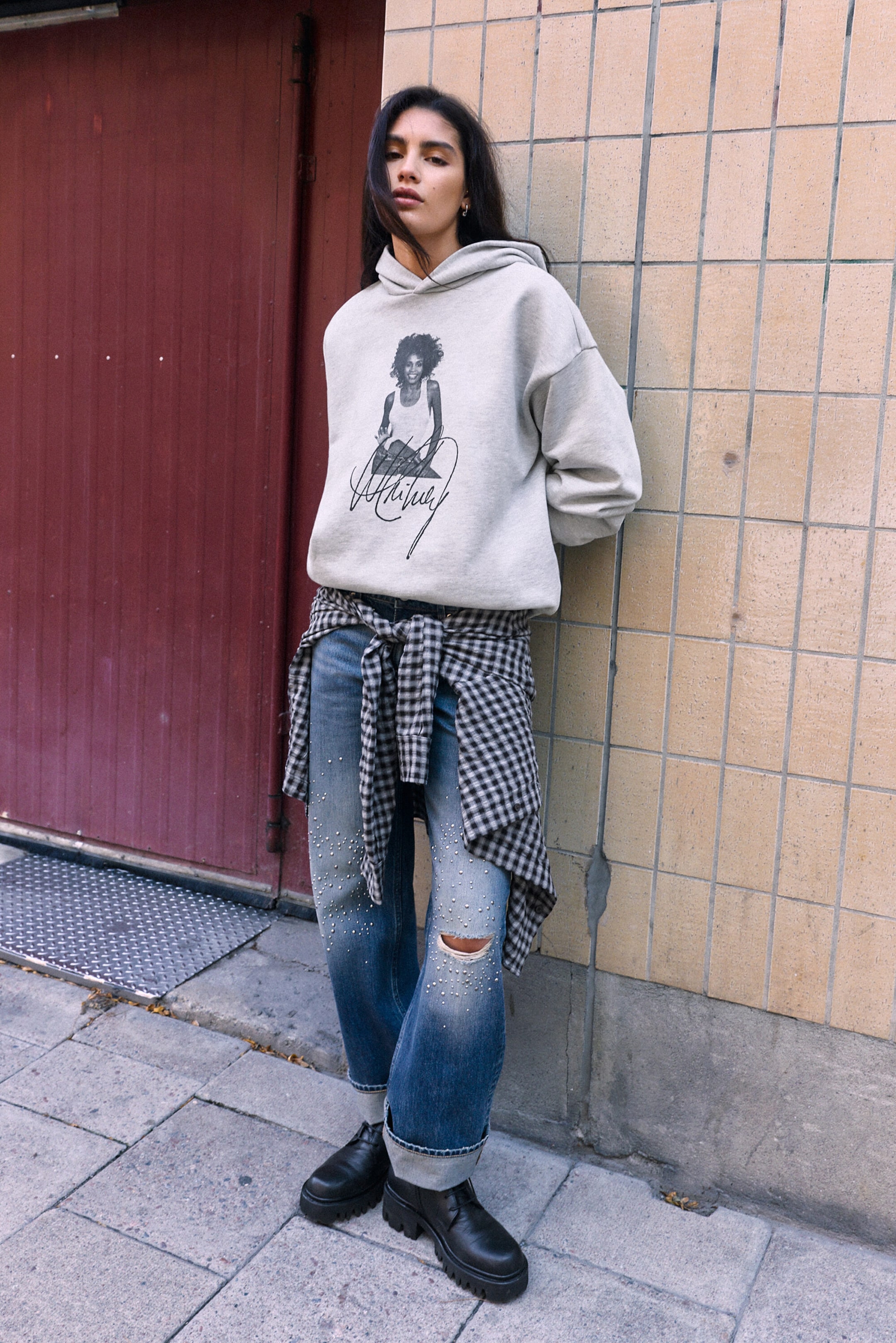 Light Dusty Grey Melange - Whitney oversized hoodie - 2