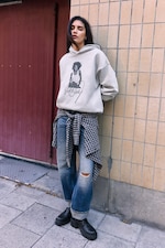 Hellgrau meliert - Whitney Oversize-Kapuzenpullover - 1