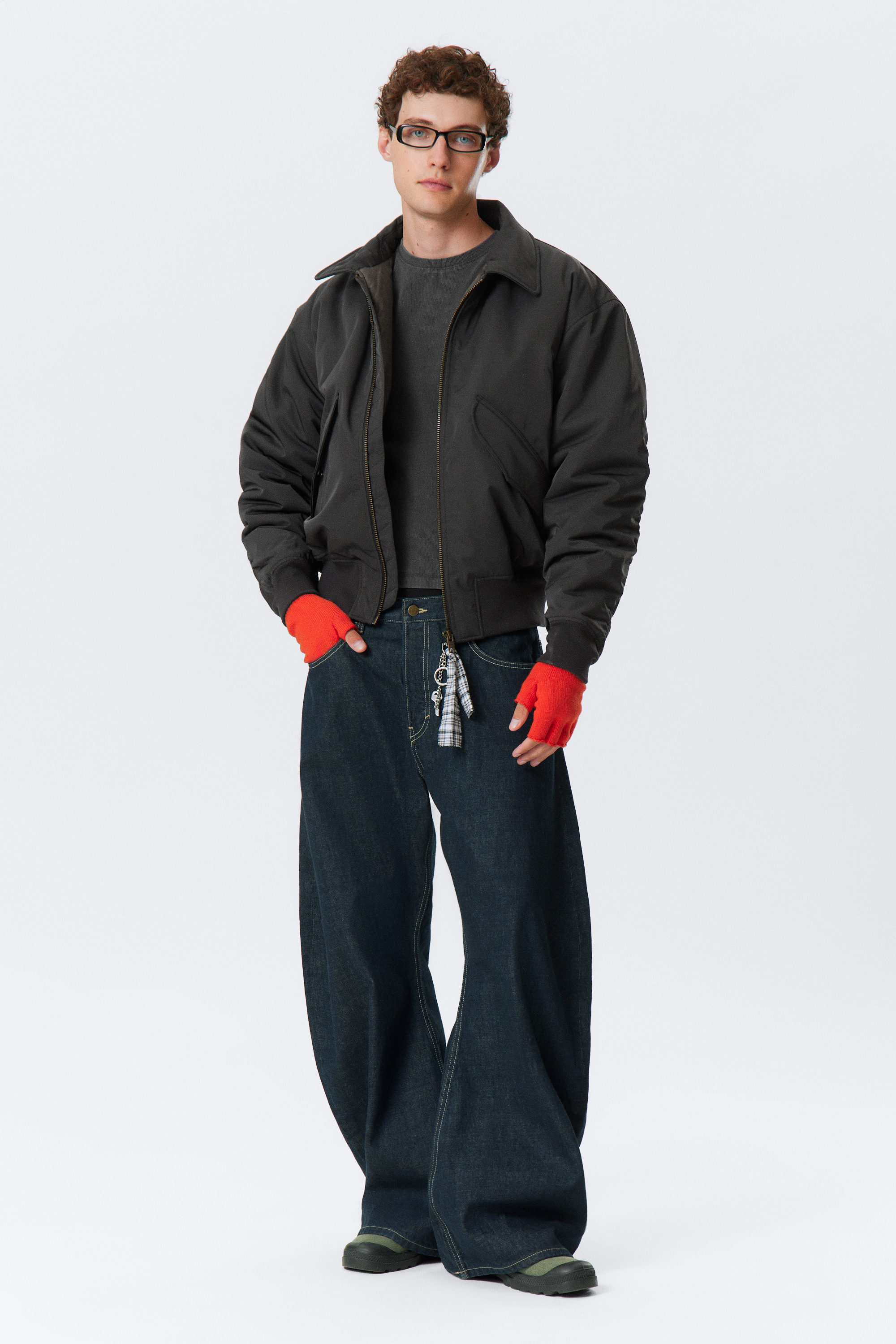 Black - Padded Twill Bomber Jacket - 2